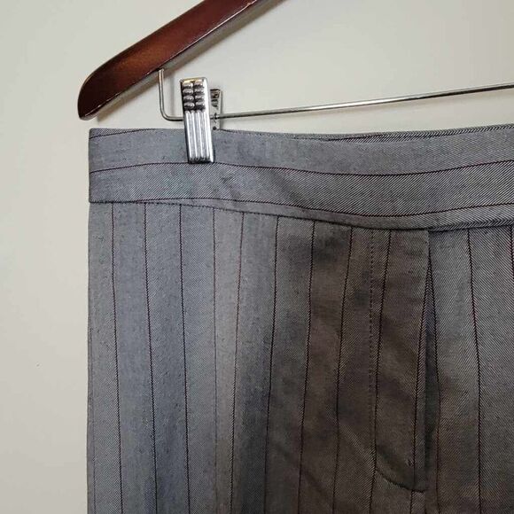 Anne Klein Stretch Career Wide Leg Pants Trousers Grey Pinstripes 14 - Picture 2 of 8